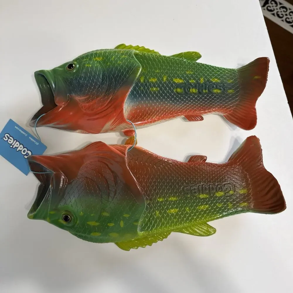 Coddies Fish Flip Flops BROOK TROUT Slippers EU 44/45 Men’s 10/11.5 Gag Gift NWT